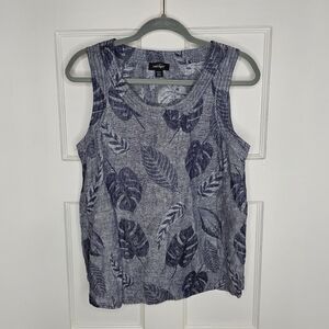 Lord & Taylor Linen Leaf Print Top